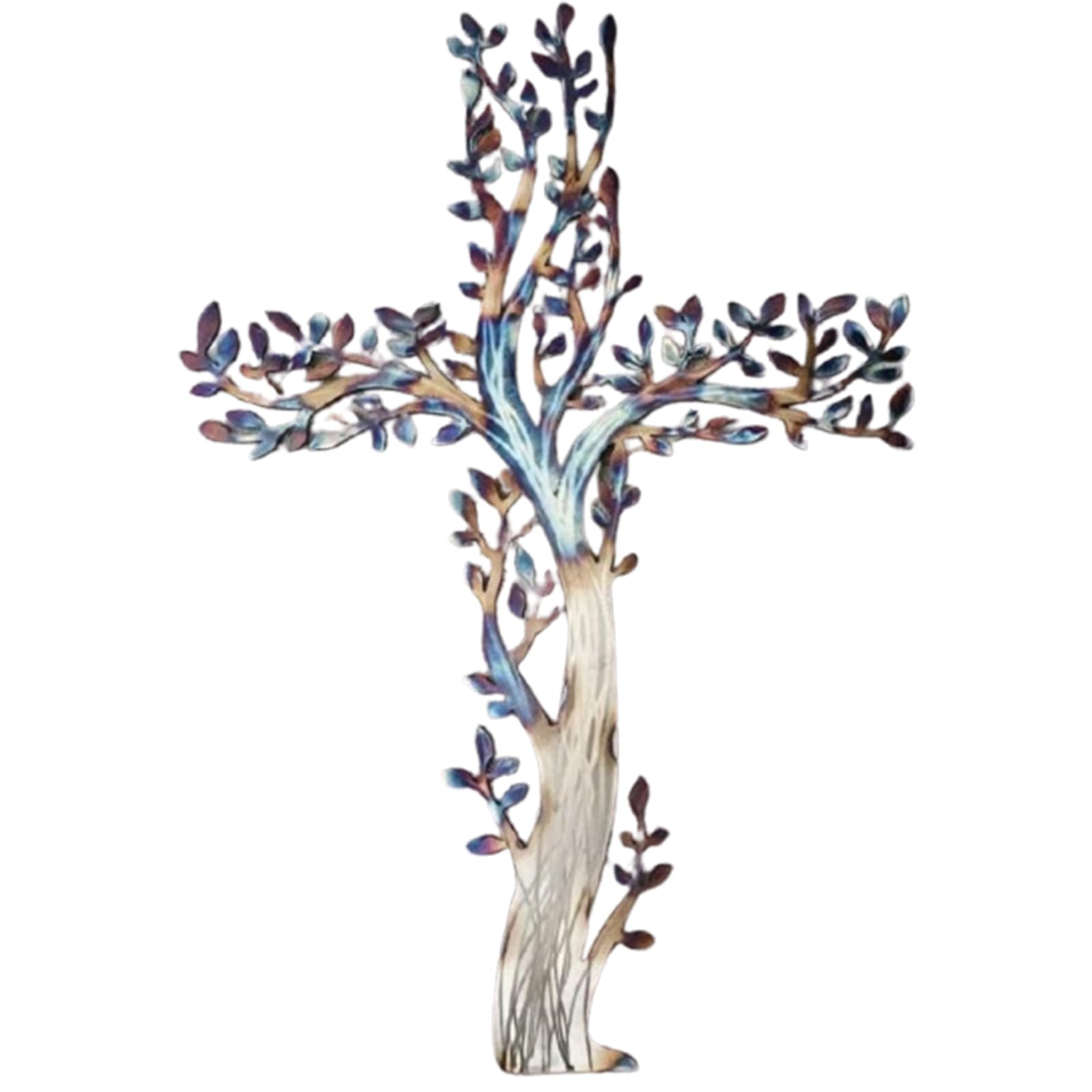 FXiaoy Cruz de la vida, cruz de metal para colgar en la pared, decoración del árbol de la vida para sala de estar