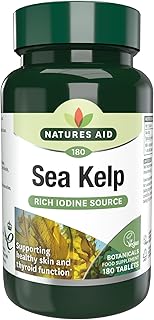 Sea Kelp 187mg – 180 Vegan Tablets – High Strength Iodine Supplement – Supports Thyroid Function & Skin – With Calcium – Gluten Free – Natural Source – No Artificial Additives