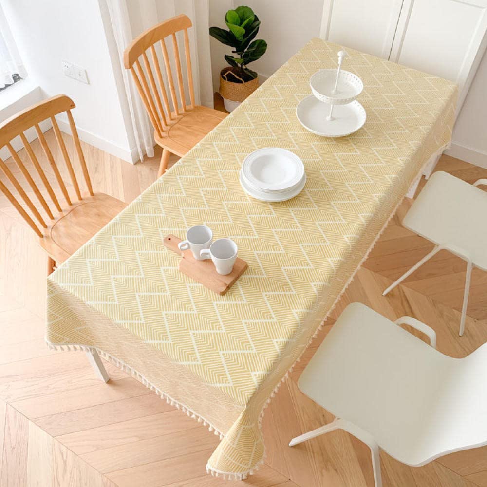 Tisch Decke aus Premium Rechteckige Anti Heißes Modernes Baumwollleinen Tischabdeckung Gartentischdecke für Gastronomie Feste Party Hochzeiten Gelb A 110 × 110cm