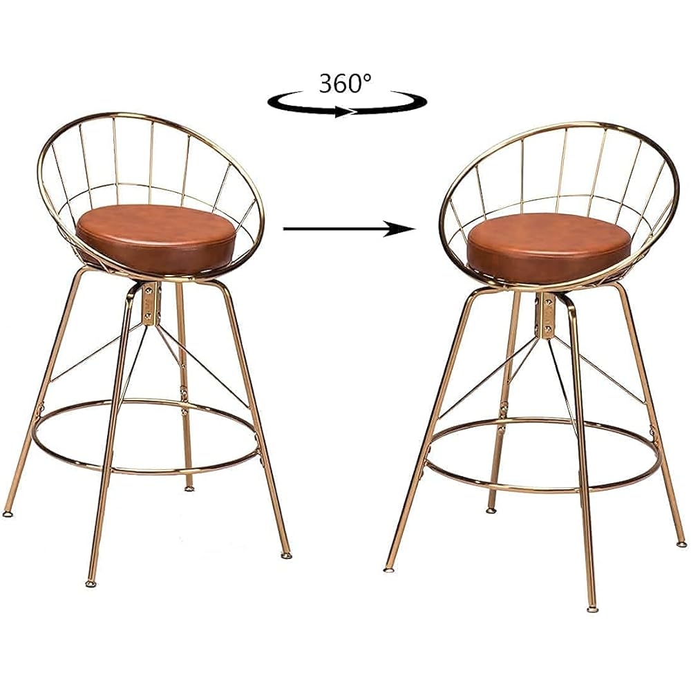 AkLAUS 30“ Swivel Bar Stools with Backs Set of 2, Gold Bar