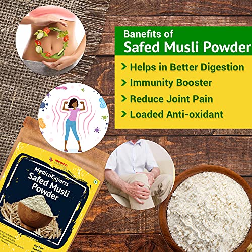 Image of MEDICO EXPERTS Ashwagandha Powder, Safed Musli Powder, White Kaunch Beej Powder - 300gm (100gm x 3 pack) | 100% Pure & Natural | For Strength, Stamina, Performance, Vitality, Natural Immunity