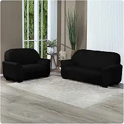 Capa Para Sofá Grossa em Malha Gel 2 e 3 Lugares Cores Diversas (Preto)