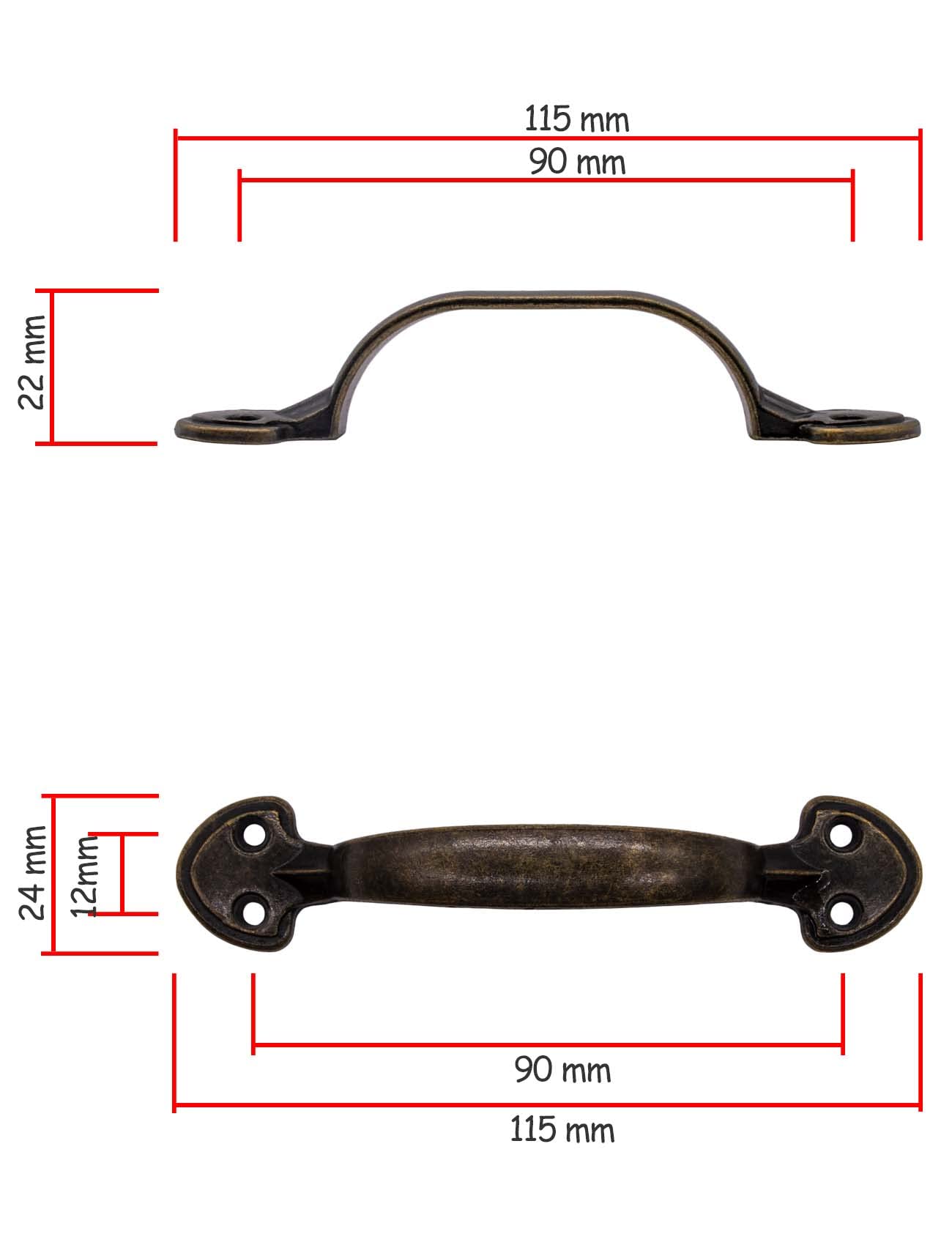 Poignées De Tiroir Vintage Fuxxer – Lot De 4 Œillets Fer Bronze 37mm – Look Antique Pour Meubles, Bricolage Et Restauration