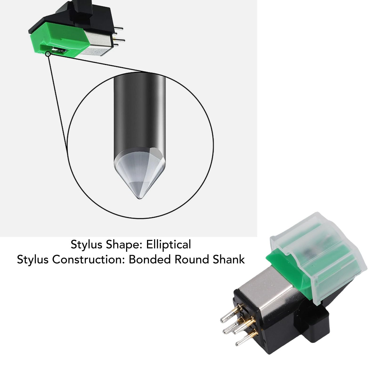 Luocute Sostituzione per Cartuccia Giradischi a Magnete Mobile AT 95E MM con Struttura Magnetica Ellittica a Doppia Forma di V per Giradischi AT e Giradischi DJ