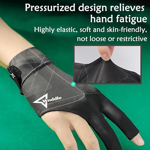 Miniatura 4 de Guantes de billar para mano izquierda, guantes de billar para mano izquierda, 3 dedos, guante deportivo de billar tallas populares para hombres y