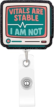 Funny Nurse Badge Reel, Vital Signs Monitor Badge Holder with Retractable Clip, Cute Gifts for Nursing Student RN LPN CNA MA Medical Worker Teacher Doctor