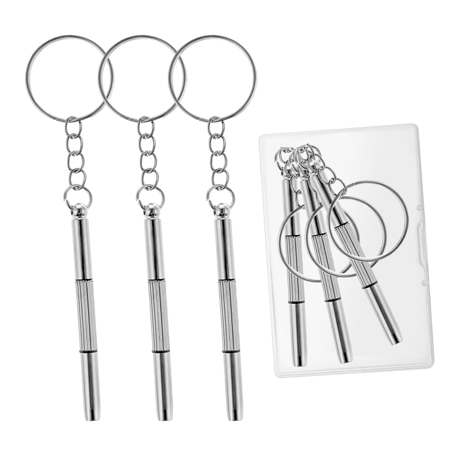 Treetribe Unisex Silver 3Pcs Tiny Eyeglass Screwdriver Repair Kit-Mini 3 In 1 Repair Tool With The Box,Multifunctional Glassesscrewdriver For Eyeglasses,Keychain Kit, Portable Fixing Tool For Sunglasses Maintenance