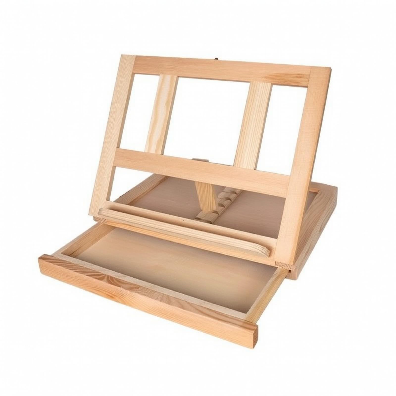 Scatola Cavalletto in Legno Compatto, Cassetta Da Pittura Portatile In Legno Massello, Modello Aperto, Con Cavalletto Da Tavolo E Cassetto Circa 33,3 × 27,7 × 26 Cm