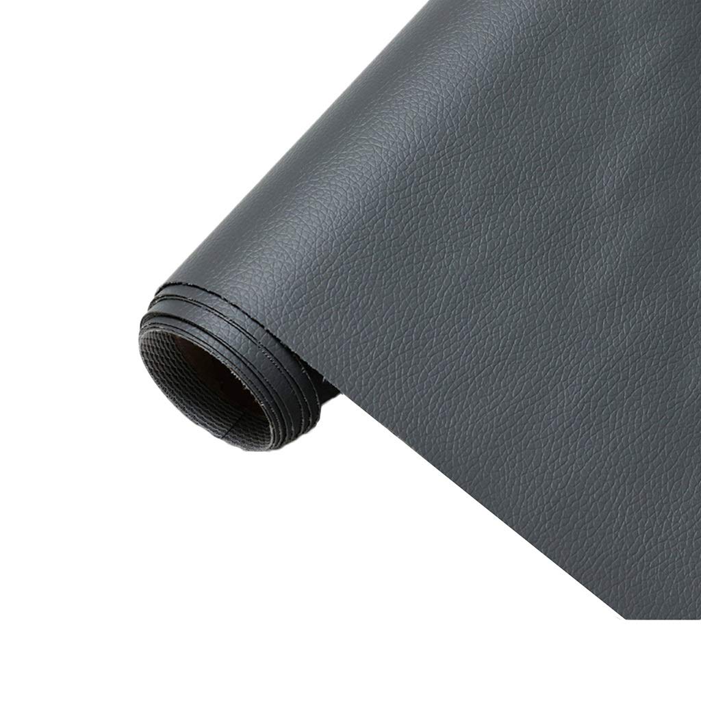 Tissu en cuir synthétique gris au mètre 1.6x7m pour couture et réparation