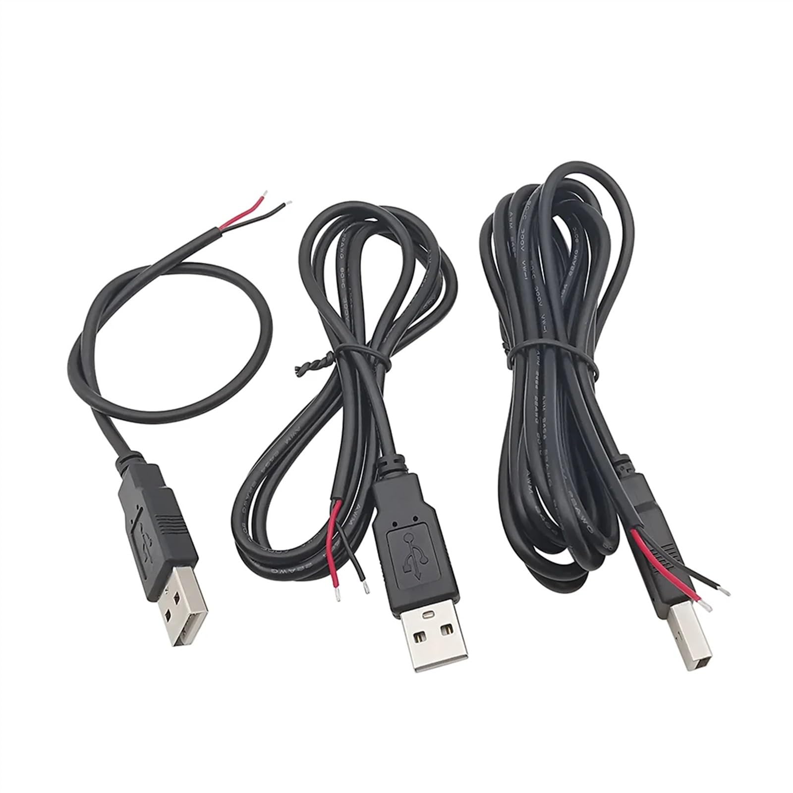 1/2/5 sztuk 2 piny 4 piny 5 V USB 2.0 typ A męski kabel zasilający złącze przedłużacz ładowania kabel 0,3 m / 1 m / 2 m (2 piny USB męski 30 cm, 5 szt.)