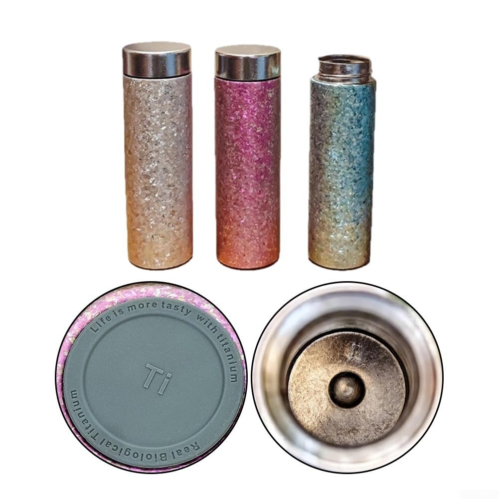 Reisebecher, 300 ml, doppelwandig, reines Titan für längere Warm- und Kaltgetränke, leichte Konstruktion (300 ml, Silber)
