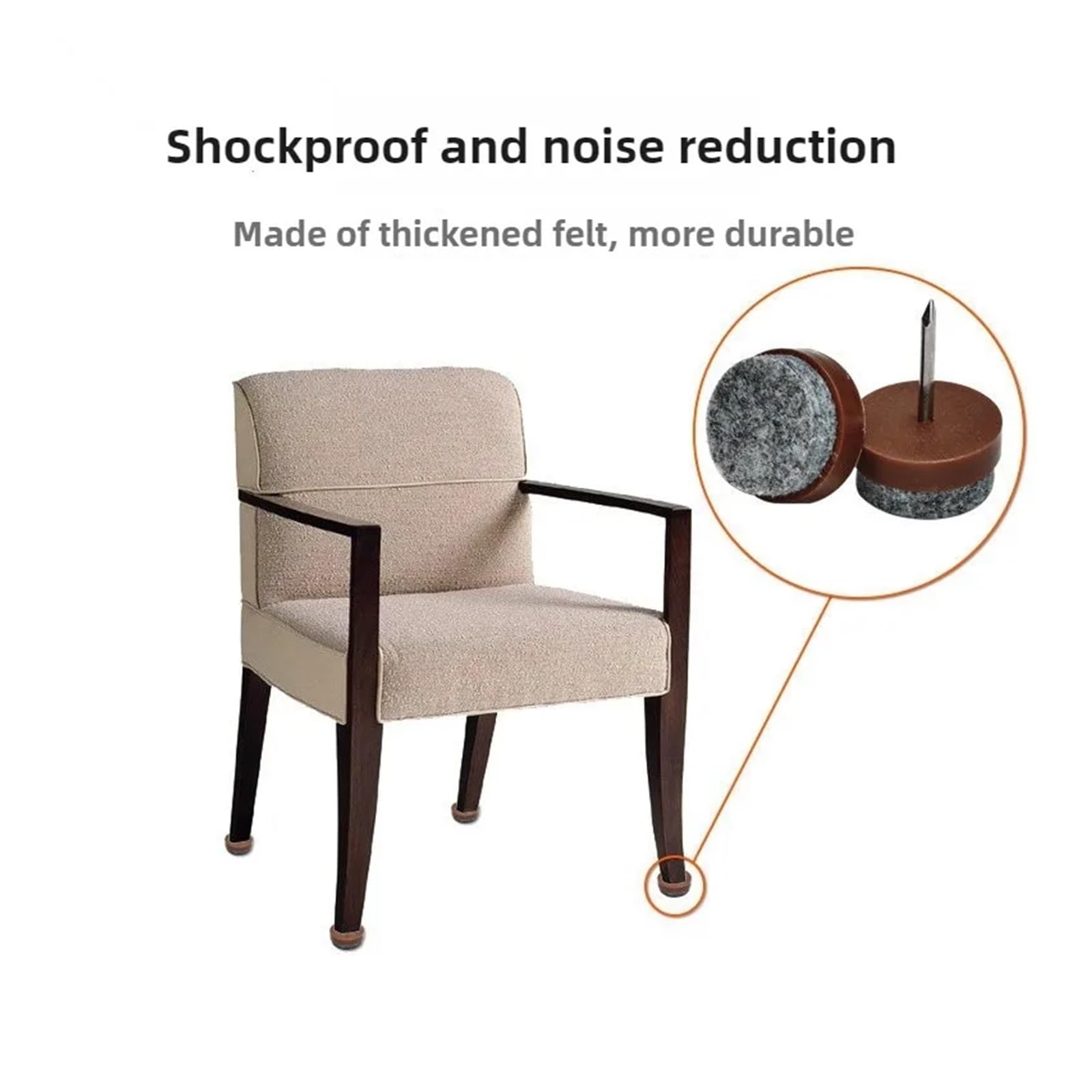 Protectores de suelo para patas de silla, paquete de 30 unidades, almohadillas de fieltro, antideslizantes, protectores de uñas para muebles, mesa de muebles de 18 mm/20 mm/22 mm/24 mm/28 mm (D25