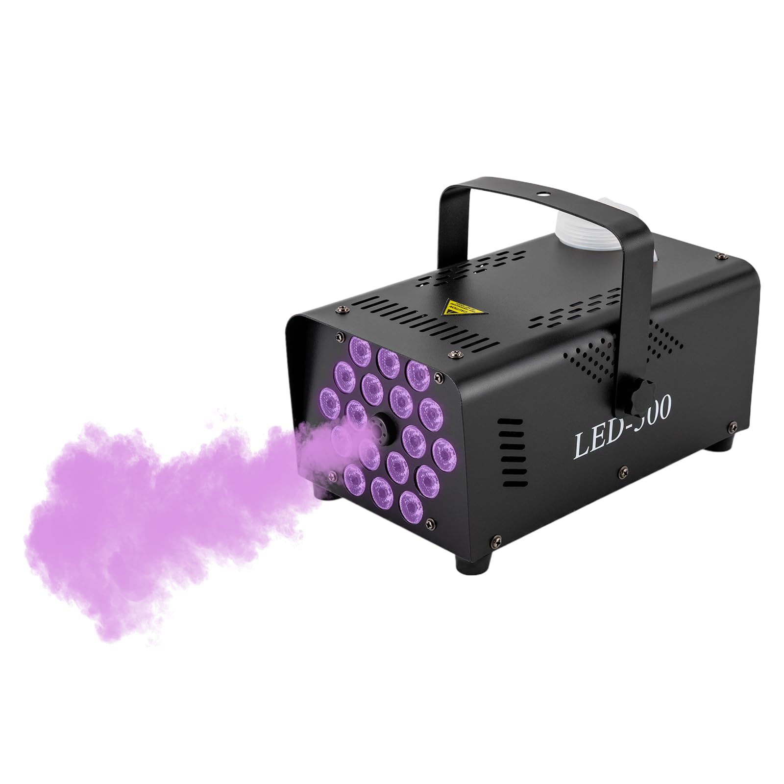 Wytwornica dymu z 18 kolorowymi diodami LED, moc 500 W i 2500 CFM, 13-kolorowy efekt świetlny, idealna na wesela, Halloween i pokazy sceniczne na świeżym powietrzu
