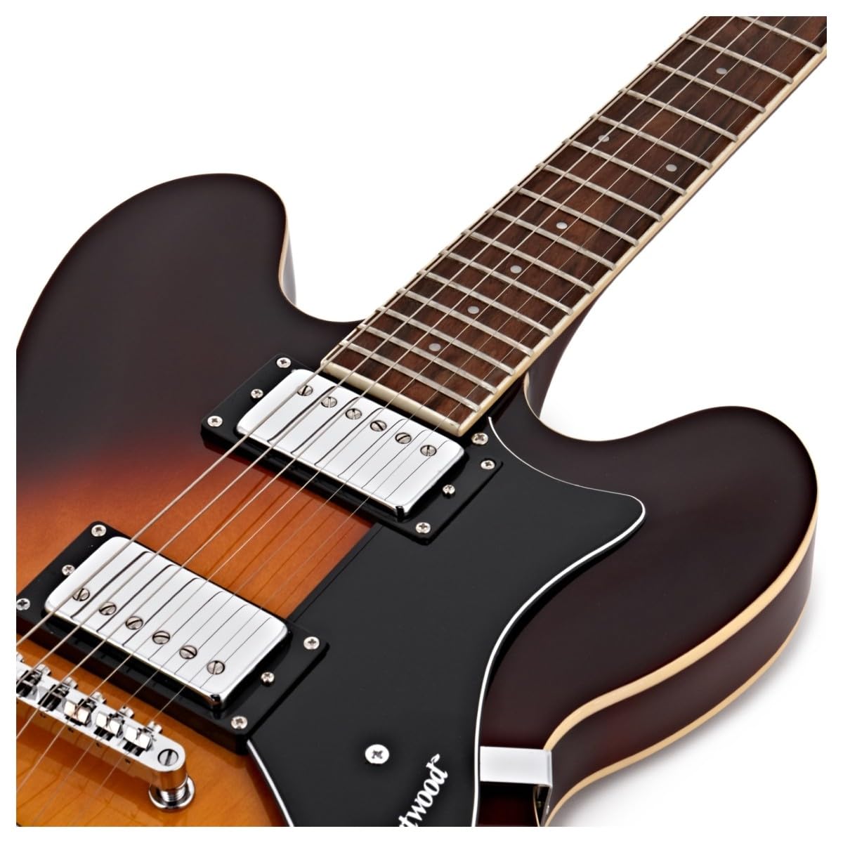 Hartwood Chitarra semi-acustica Revival e custodia rigida, Sunburst | Include Custodia Rigida, Ponticello Fisso per Accordatura Stabile e Sustain, Corpo Semi-Cavo in Tiglio, Sunburst