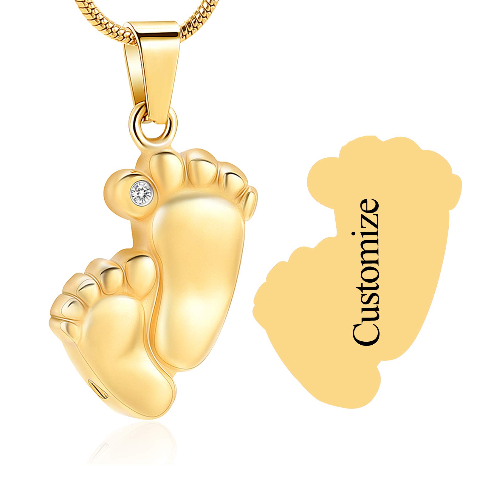 Imrsanl Footprint Cremation Urn Pendant Necklace for Ashes Stainless Steel Mini Urns Jewelry to Holder Ashes Baby Foot Memorial Keepsake
