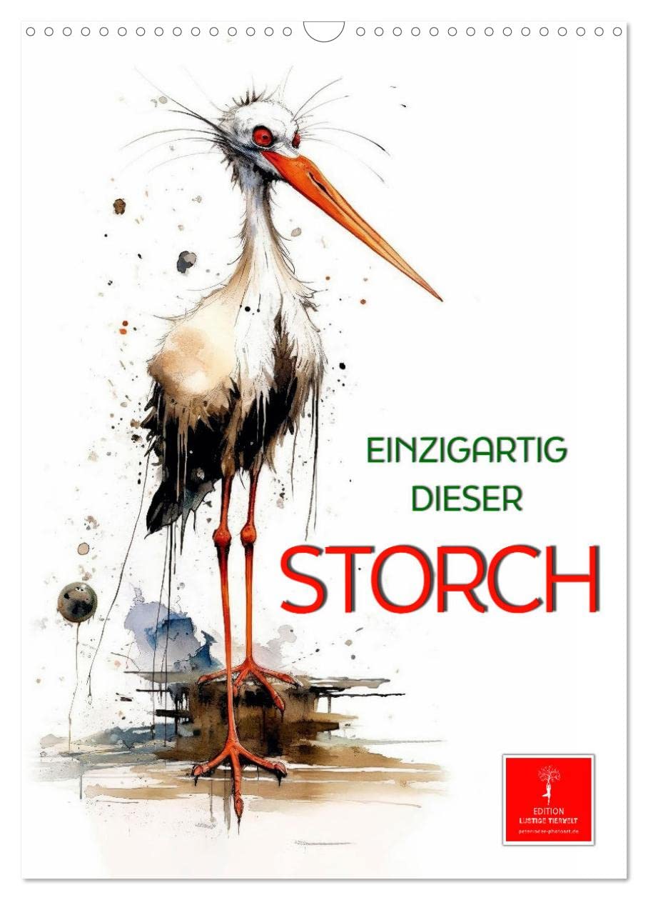 Unique - this stork UK-Version (Wall Calendar 2026 DIN A3 Portrait), CALVENDO 12 Month Wall Calendar — image 1