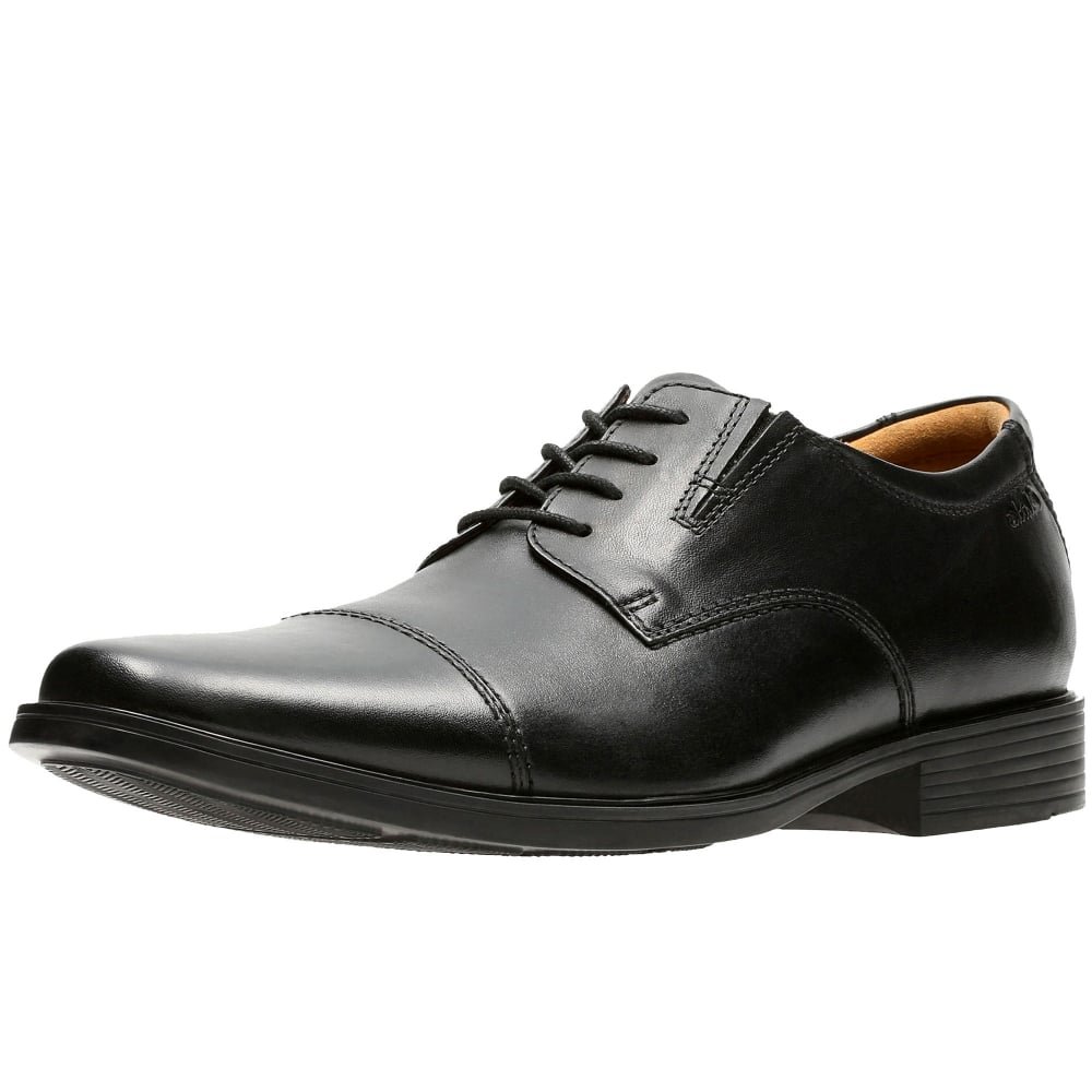 Clarks Tilden Cap Mens Black Leather, 6.5