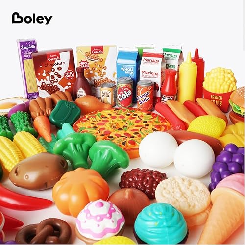 Miniatura 2 de Boley Juego de comida de lujo de 120 piezas surtido de alimentos de juguete realista para juegos creativos de simulación, ideal para juegos de