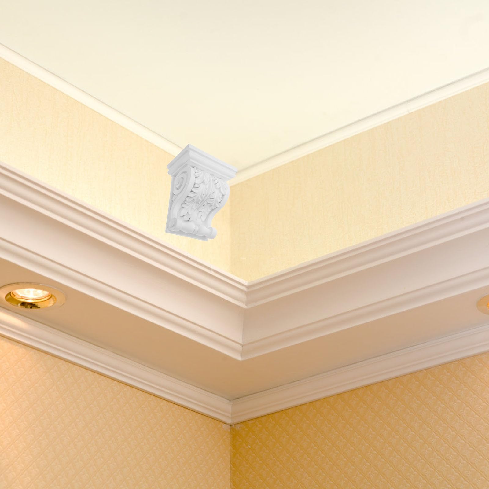 Pu Deckenbalkenkonsole Verschleißfest und Klebbar Weiß Europäische Elegantes Design Dekorative Balkendekoration im Landhausstil für Schlafzimmer und Esszimmer