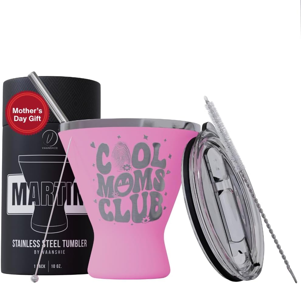 Mother’s Day Gift for Mom – [Pack of 1, Black] Stainless Steel Martini Glass, Unbreakable Metal Cocktail Glass, Unique Gift for Women Wife, 10oz Elegant Drinkware