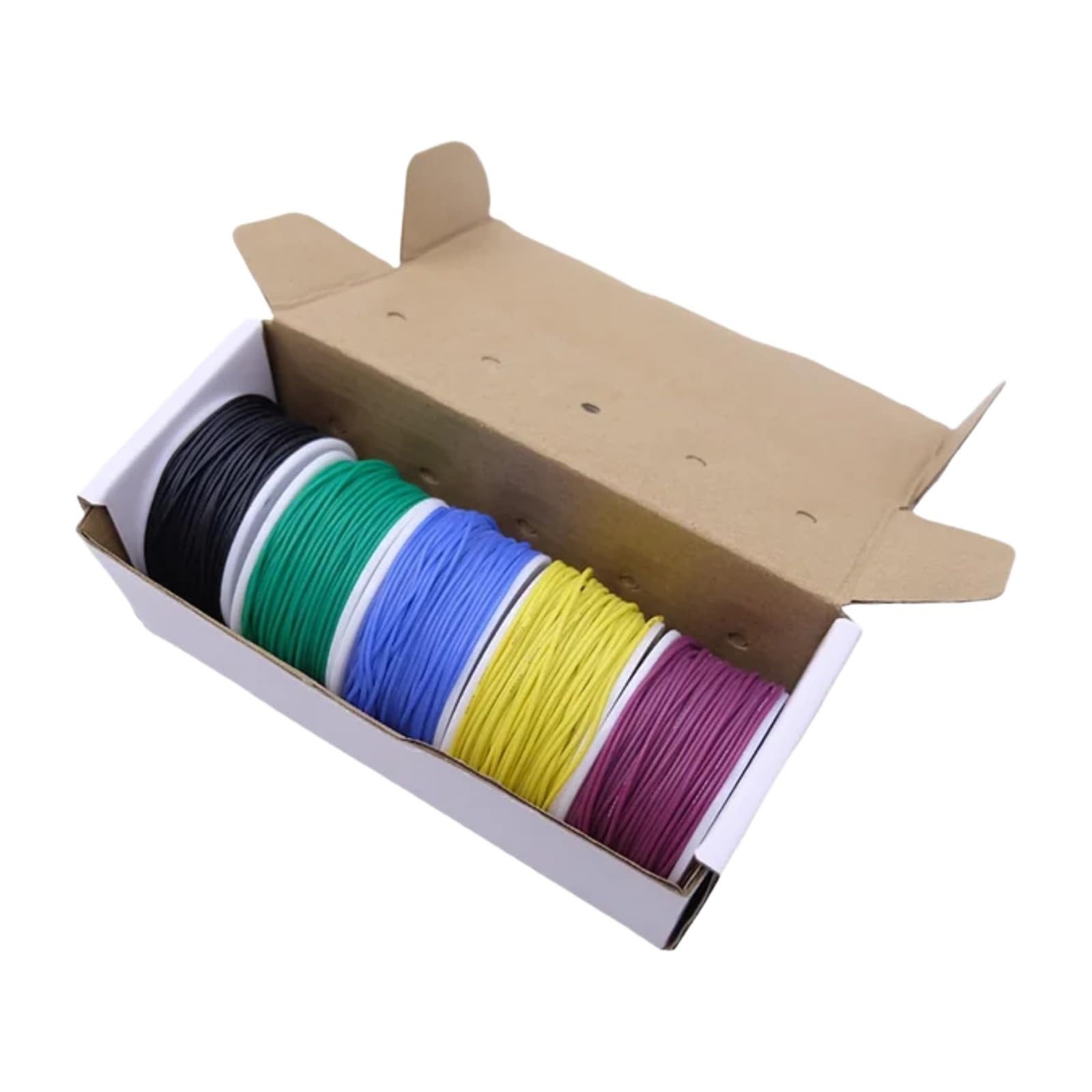 Cables de silicio blando 5 Kit en caja de color 30/28/26/24/22/20AWG cable torcido(Boxed 4; 28AWG (20 metros x5 roll))