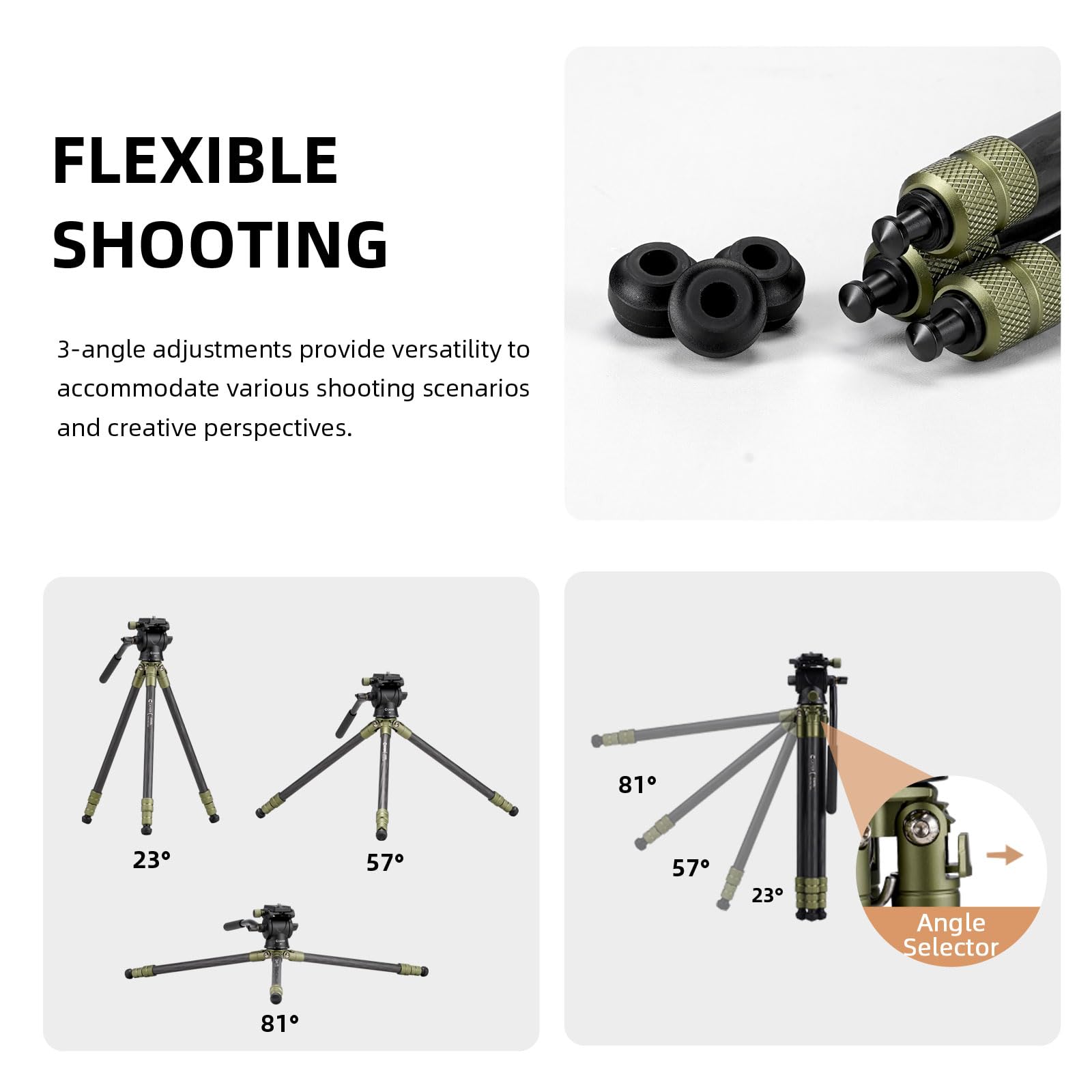 Cayer CH10L Treppiede in fibra di carbonio con mini testa fluida S1, treppiede da tavolo compatto da 28", fotocamere mirrorless, videocamera, webcam per telefono cellulare