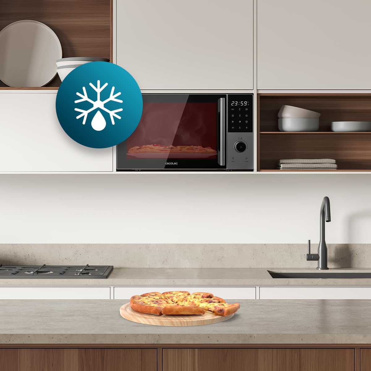 Cecotec Microonde Digitale con Grill 28L Proclean 2800. 900W, Grill 1200W, Convezione 2200W, 8 Programmi, 5 Livelli di Potenza, Piatto 315mm, Timer 60m, Sicurezza Bambini, Tattile