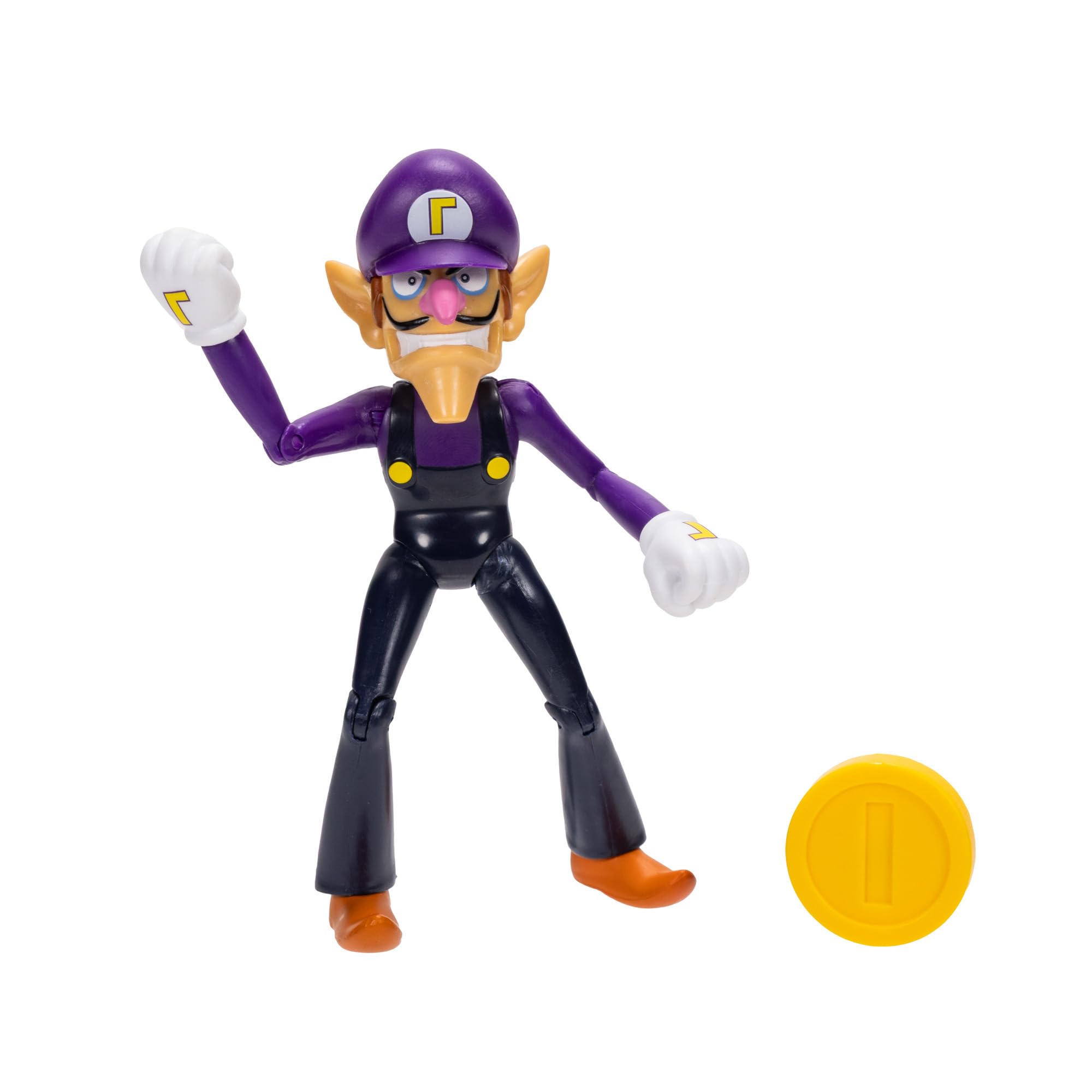 Super Mario Waluigi 4 Inch Action Figure with Coin