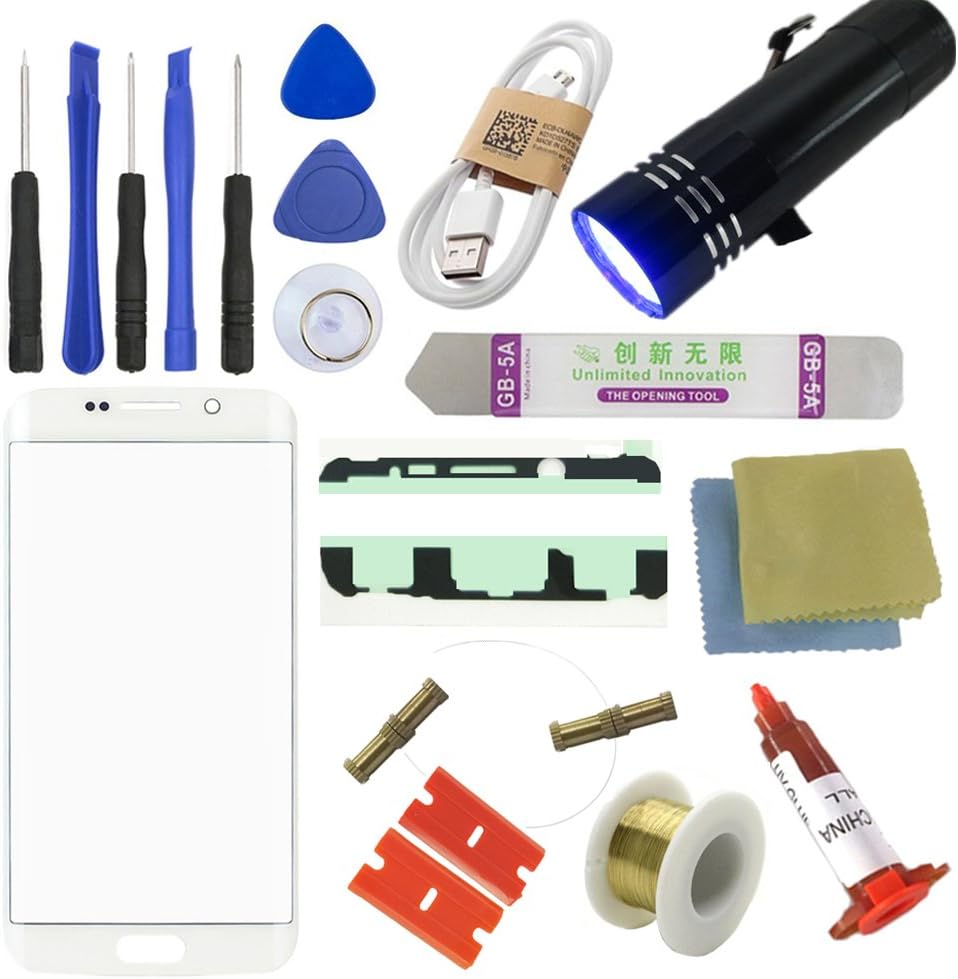 For Samsung Galaxy S6 Edge Plus Screen Replacement, Sunmall Front Outer lens Glass Screen Replacement Repair Kit For Galaxy S6 Edge+ G928A G928S G928K G928L G928F G928C G928G G928P G928T G928V (White)