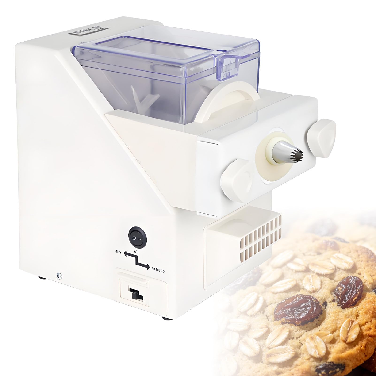 DNEPEI Ergonomic Cookie Press Machine – 8 Nozzles + 6 Cookie Molds, 50-60rpm Motor, Effortless Lever Action, Ideal for Seniors & Beginners Who Love Homemade Cookies