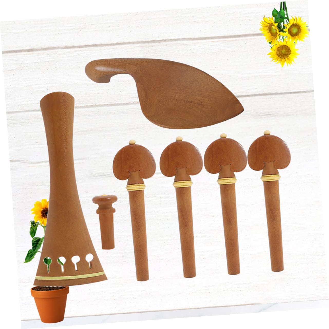 SUPVOX Kit Accessoires pour Violon 4/4 en Bois de Jujube Cordier Confortable et Chevilles Fiables pour DIY Violon, Design Classique Élégant et Ensemble Complet