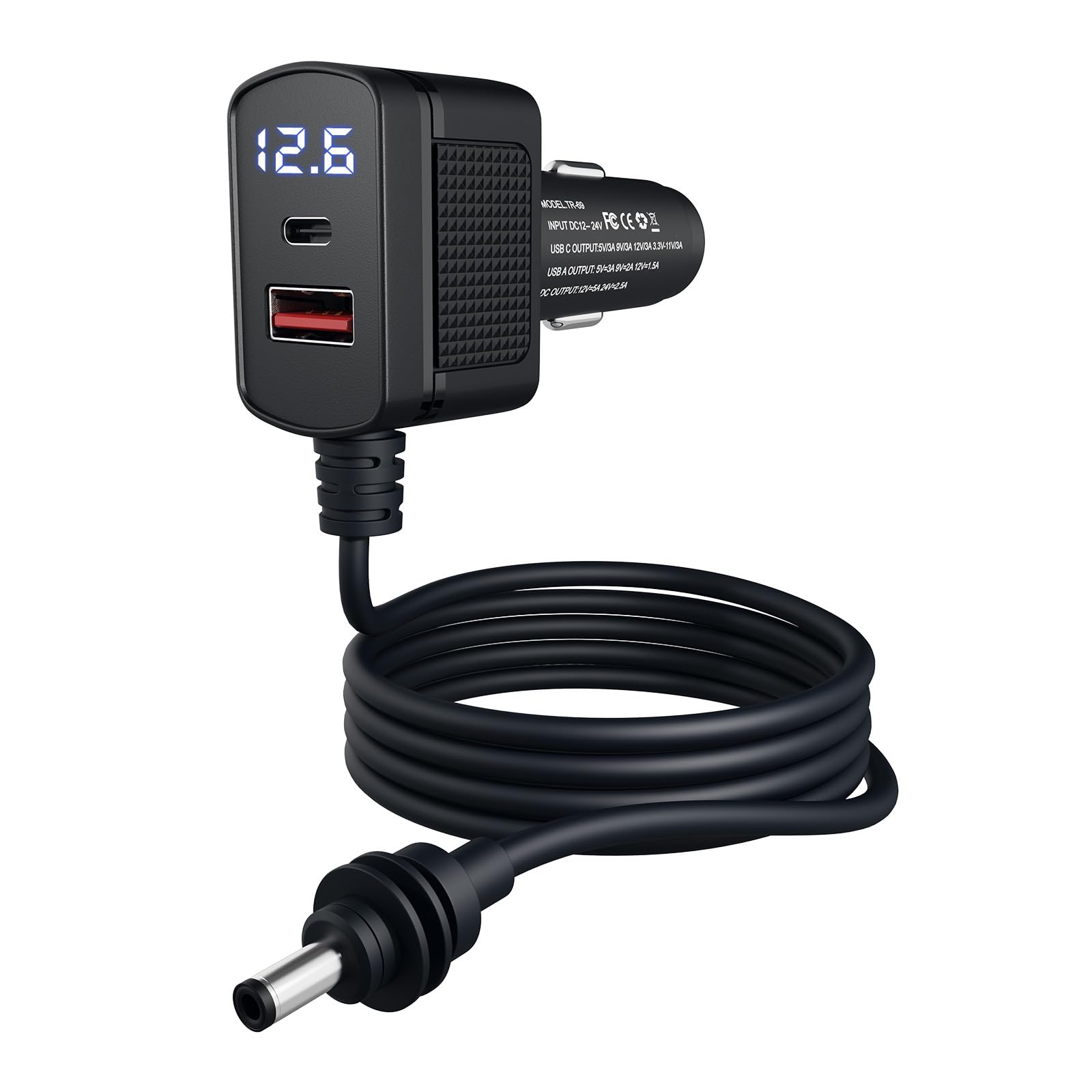 Adattatore Auto per Starlink Mini di MMOBIEL – Caricatore USB da Accendisigari 12V–24V DC – Cavo Resistente da 3M (60W), Doppie Porte USB-C e A (33W), Display LCD della Tensione – Auto, Camion, Camper