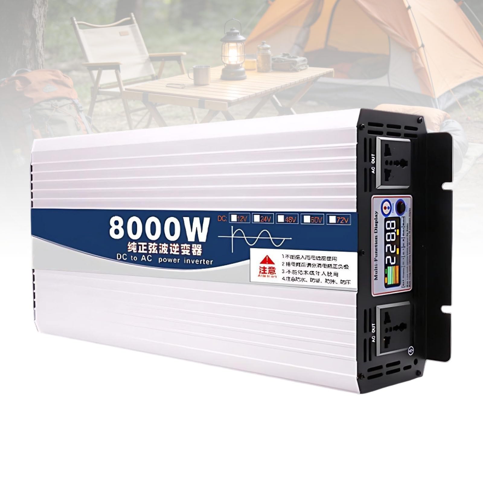 Inwerter fali sinusoidalnej czystej 5000W/6000W/8000W, Przemiennik DC-AC 12V/24V/48V/60V do samochodu, idealny do zastosowań hybrydowych i off-grid(8000W,48V to 230V)