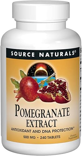 Source Naturals Extracto de granada, antioxidante y salud del ADN*, 500 mg | Extracto de fruta de granada apto para vegetarianos que produce 400 mg