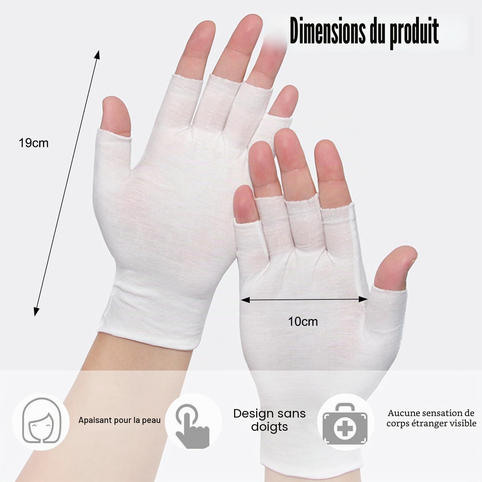 Gants Hydratants en Coton Blanc,Gants hydratants en coton blanc,pour Eczéma Peau Sèche Sensible et Irritée - Taille