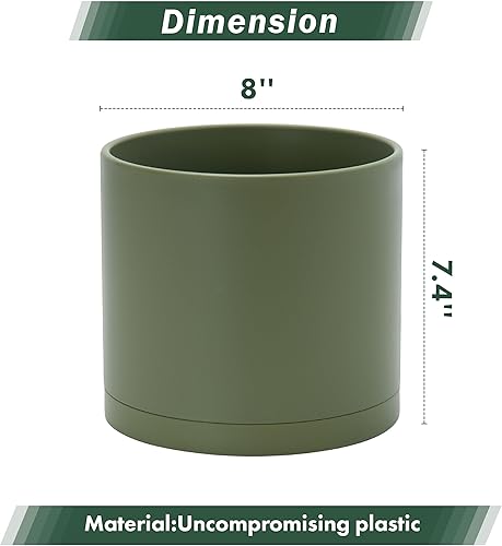 Miniatura 38 de D'vine Dev Macetas de plástico de 10 pulgadas para macetas de plantas con agujero de drenaje y platillos sin costuras, color negro, 74-X-B-2 Mate