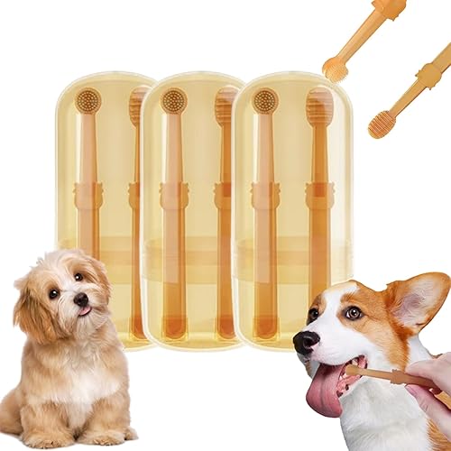 OUGECOOK Zentric Cepillo de dientes para perros, Cepillo de dientes Flexibrush para mascotas, Cepillo de dientes para mascotas, con raspador de