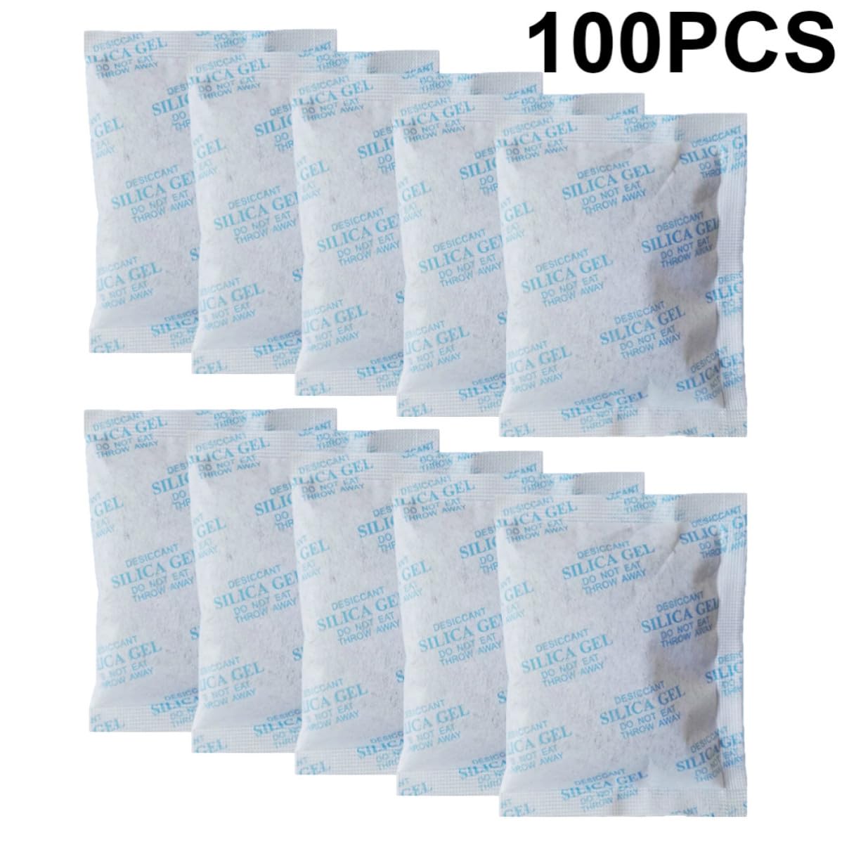 IMIKEYA Sacchetti Essiccanti Assorbitore di Umidità Gel di Silice 10g 100 Pezzi, Tessuto Non Tessuto Blu Mantiene Asciutto e Riduce Condensa per Armadio e Indumenti