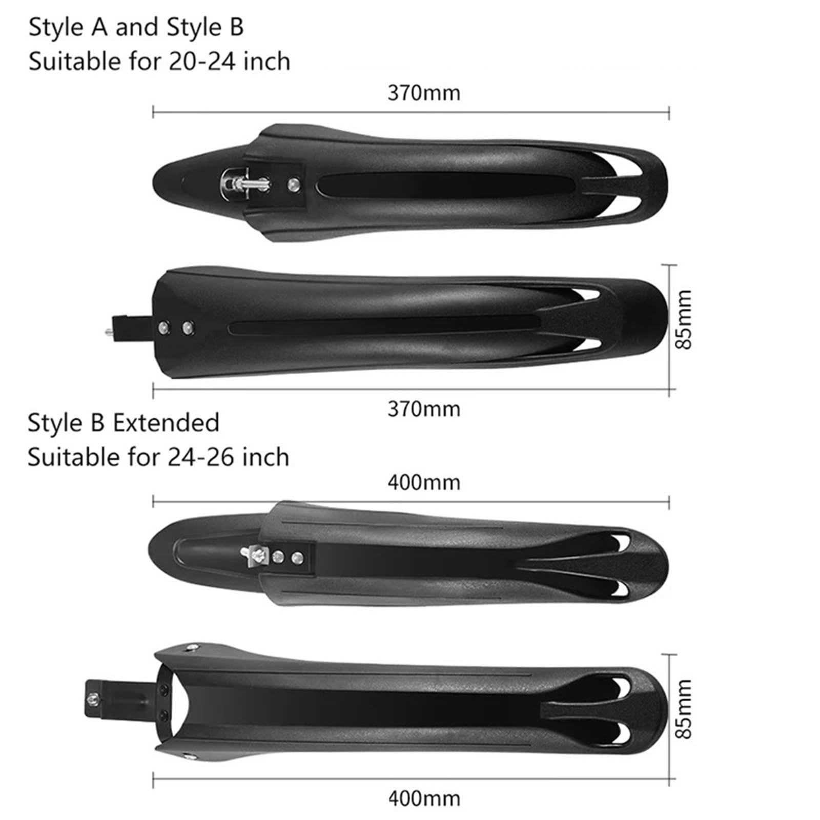 Guardabarros para Bicicletas Guardabarros Delantero y Trasero para Bicicleta de montaña, Protector de liberación rápida para Rueda de neumático salpicaderos Delantero Trasero