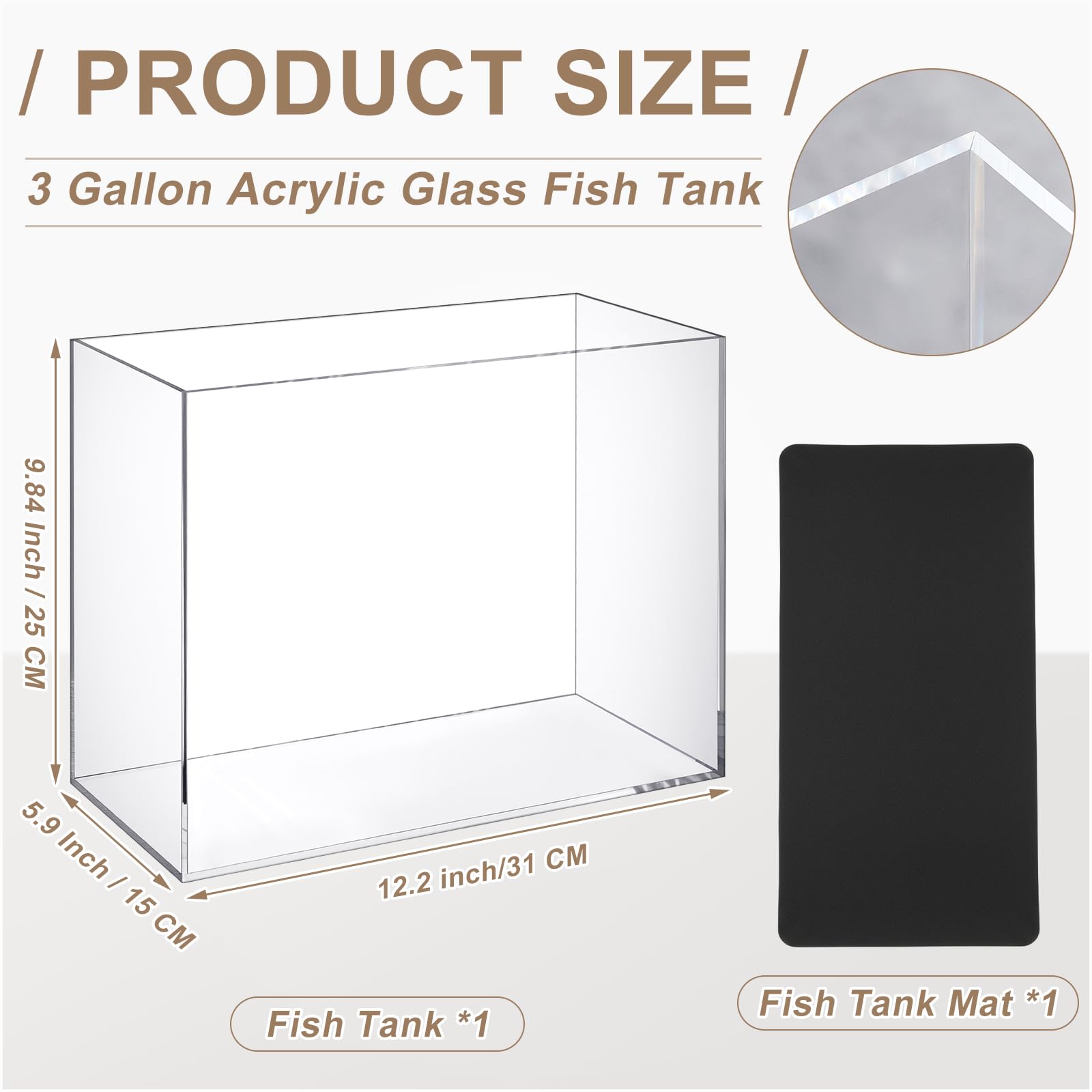 Aquarium en acrylique avec tapis, pour élever des poissons Betta, des poissons rouges, des escargots, des serpents, des crevettes et des plantes aquatiques, facile à entretenir