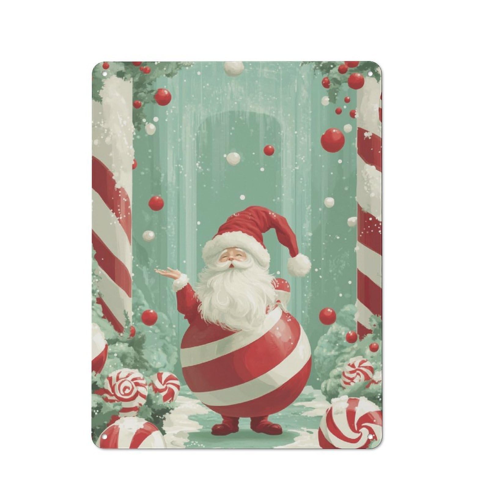 Junmoney Santa Claus Candy Cane 40X30cm Retro Metal Sign With For Café Or Restaurant, For Collectors Decorating Cafés And Restaurants