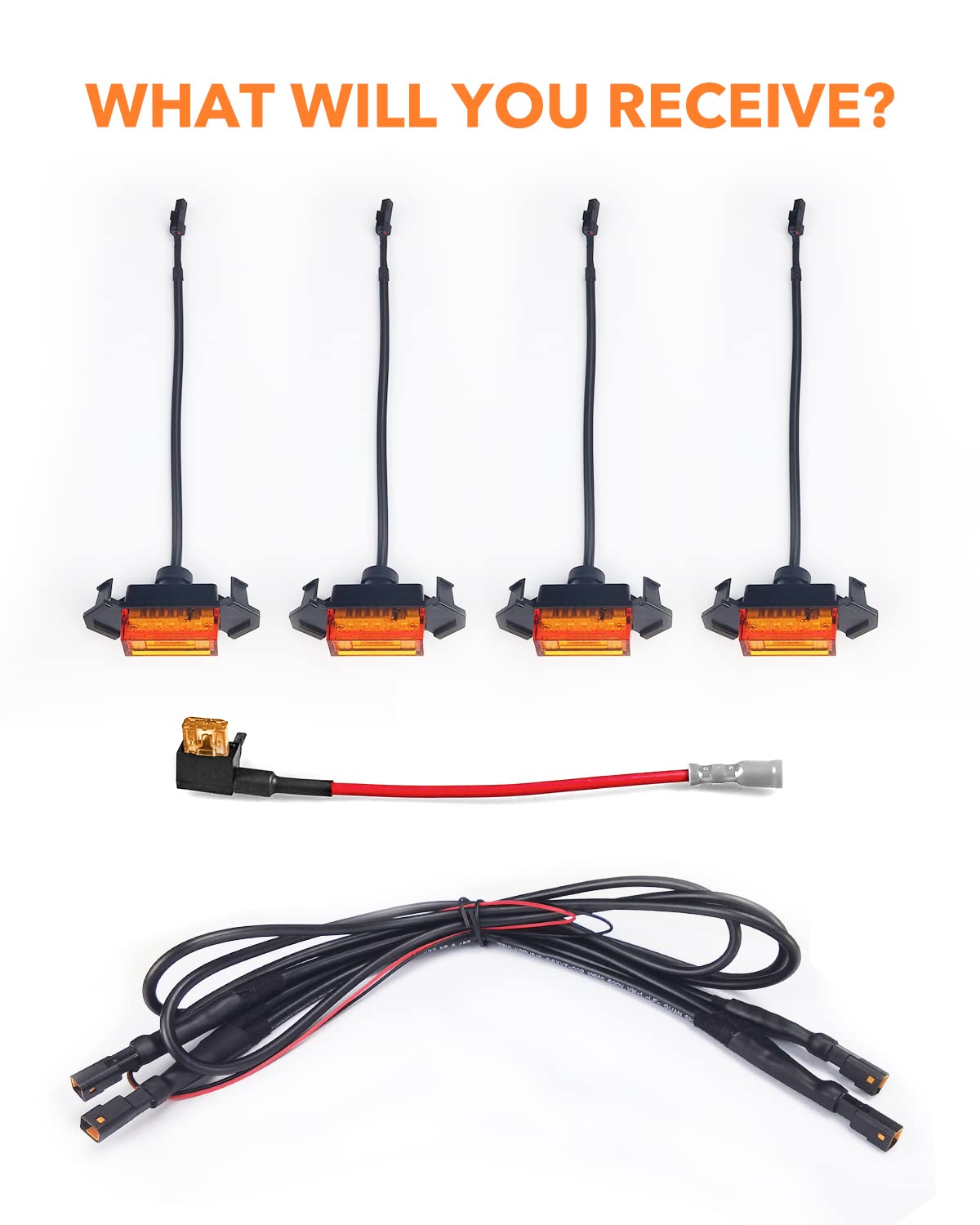 OXILAM LED Grille Lights Amber Yellow with Fuse for Tacoma TRD PRO Front Grille 2016 2017 2018 (4PCS, Amber Shell with Amber Light)