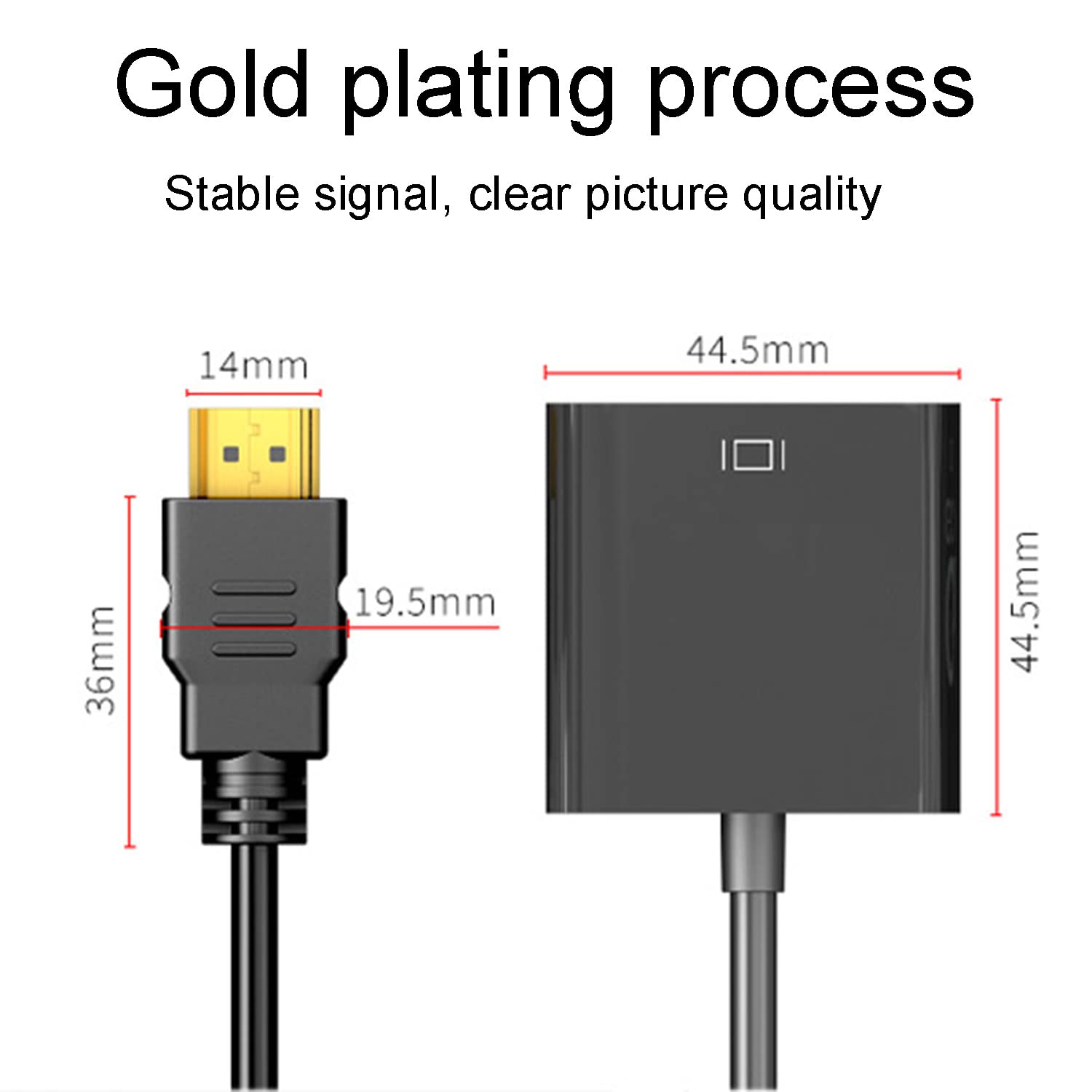 Adattatore HDMI A VGA FAWETTY - Connettore Oro, Per PC, Monitor, Proiettori, 1080p - Foto 10