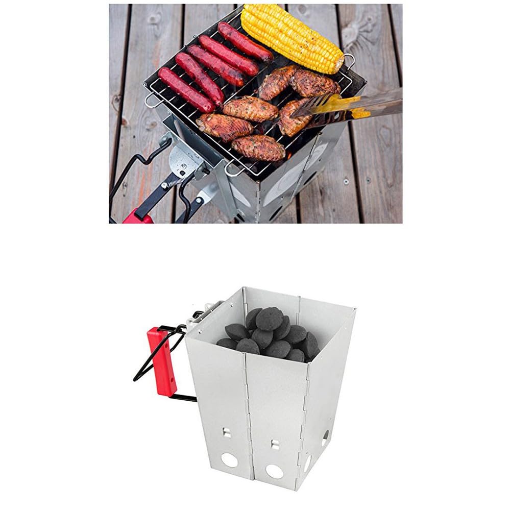 Chal Chimney Sr żaroodporne narzędzie do grillowania 27,5 x 27,5 x 21,5 cm przenośne składane ognisko idealne na imprezy i grillowanie