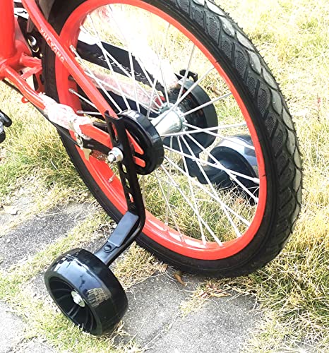 Gugou Adjustable Training Wheels Flash Mute Wheel Bicycle Heavy Duty Rear With Stabiliser Mounted Kit Compatible For Bikes Of 12 14 16 18 20 Inch， 1 Pair (Black1) #TOP5