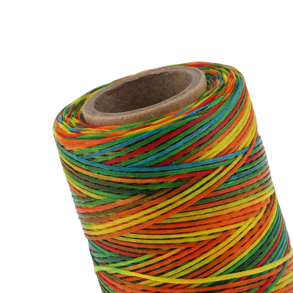 Juego de 5 hilos encerados planos 150D de 1 mm de color arcoíris para costura de cuero