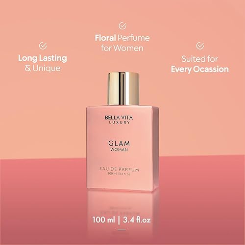 Miniatura 3 de Bella Vita - Perfume orgánico para mujer, GLAM Woman EDP, mezcla de jazmín, miel blanca, rosa + hecho con aceites esenciales limpios y naturales,