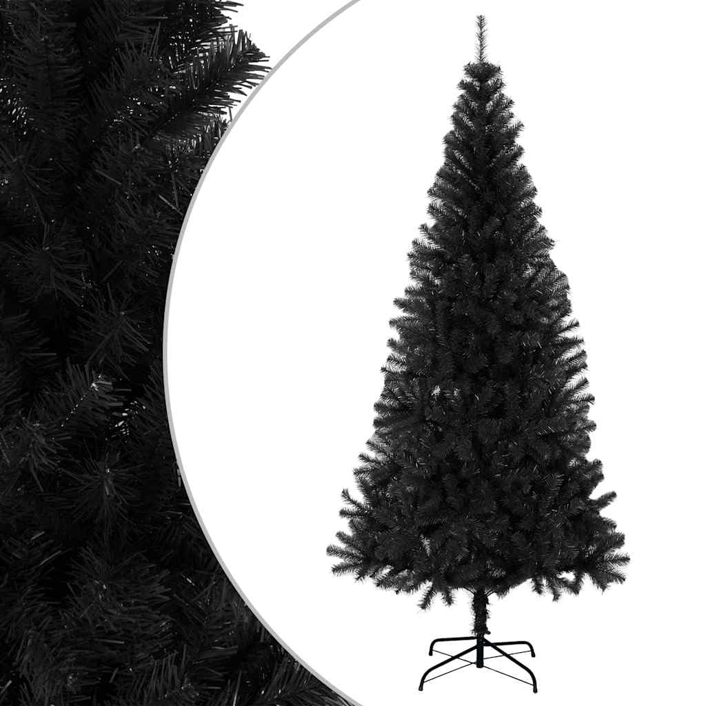 Árbol de Navidad artificial negro de 180 cm de PVC con soporte, 564 puntas, para interior y exterior, resistente, diseño moderno para salón, pasillo, dormitorio