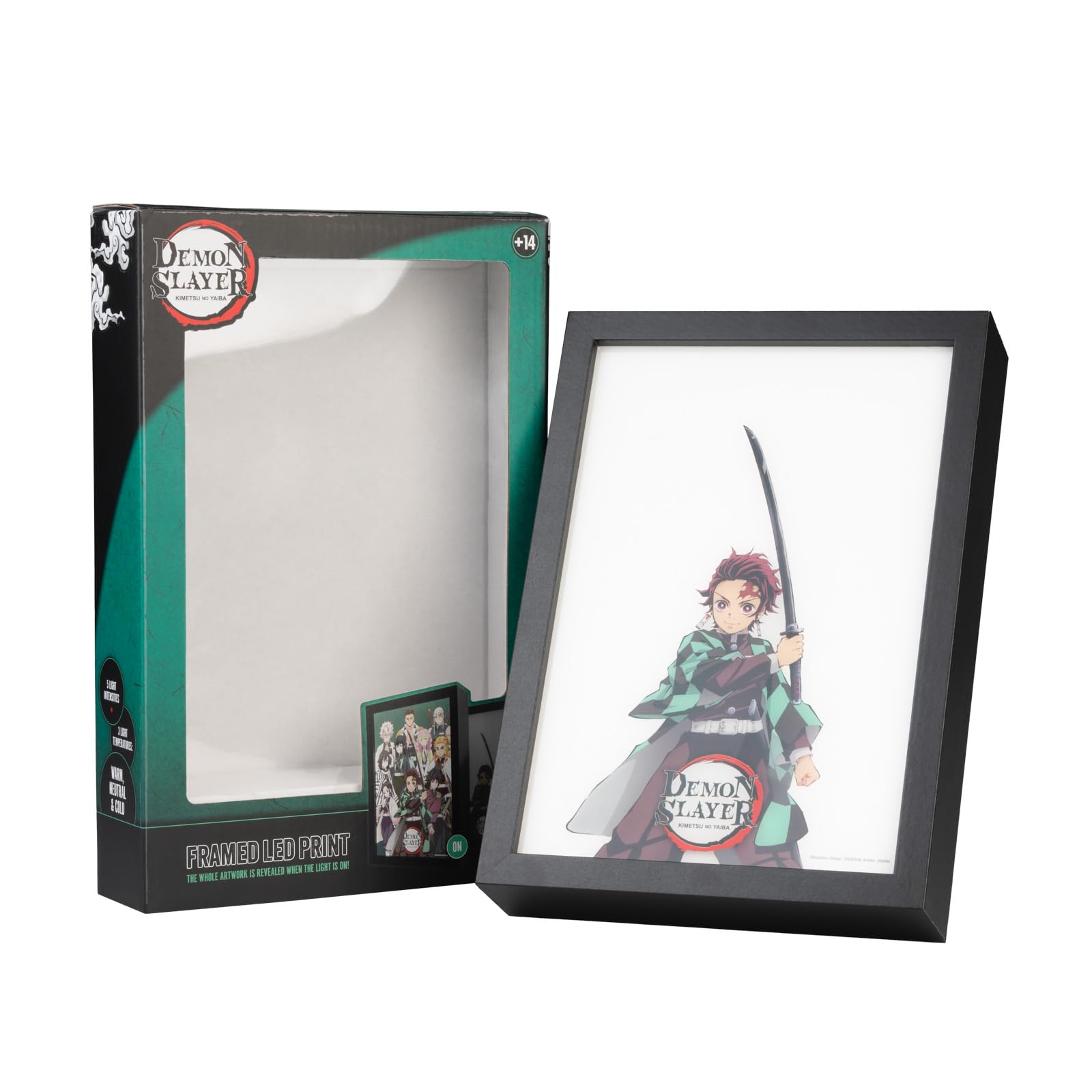 Grupo Erik Cuadro Demon Slayer Manga - Marco Anime Merchandising | Cuadros Decoracion Dormitorios, Lampara Escritorio, Figura Demon Slayer, 3 Tonos de Luz y 5 Niveles de Brillo, 20x28cm