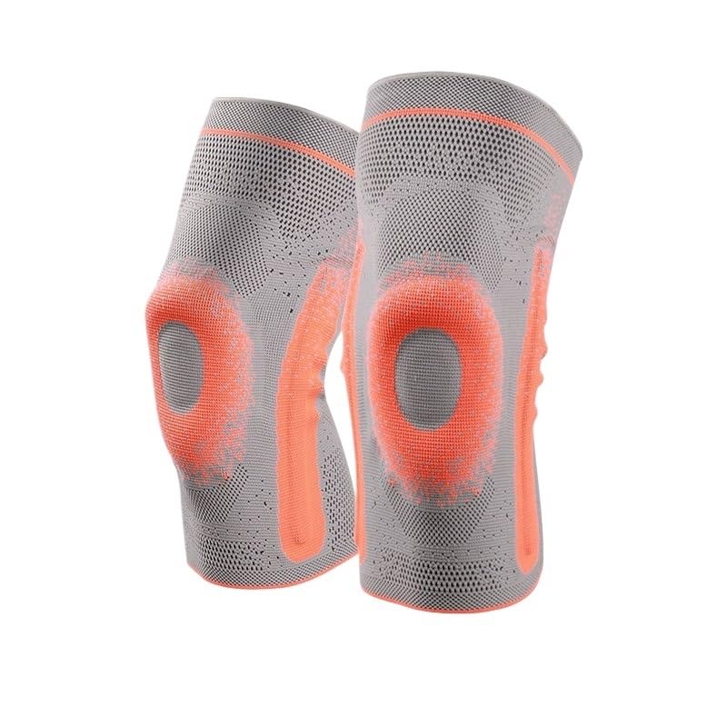 Exercise, protection Knee Pads Silicone Anti-drop Shock-absorbing Spring Woven Sports Indoor and Outdoor for Fitness, cycling, running, playing football(Orange,Medium)